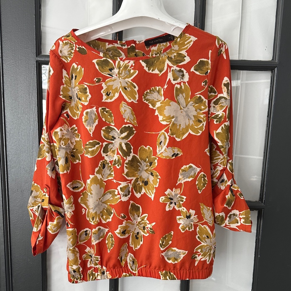 The limited vintage career autumn print  Orange rust Floral Blouse
